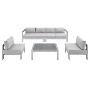 Shore Sunbrella Fabric Outdoor Patio Aluminum 5 Piece Sectional Sofa Set
