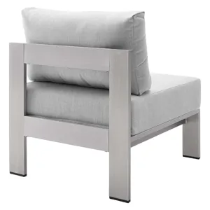 Shore Sunbrella Fabric Outdoor Patio Aluminum 9 Piece Sectional Sofa Set