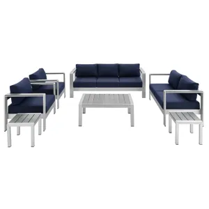 Shore Sunbrella Fabric Outdoor Patio Aluminum 7 Piece Set