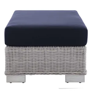 Conway Sunbrella Outdoor Patio Wicker Rattan 2-Piece Armchair and Ottoman Set