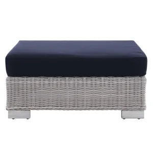 Conway Sunbrella Outdoor Patio Wicker Rattan 2-Piece Armchair and Ottoman Set