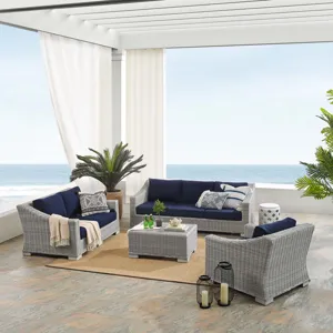 Conway Sunbrella Outdoor Patio Wicker Rattan 4-Piece Furniture Set
