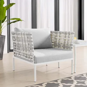 Harmony Sunbrella Basket Weave Outdoor Patio Aluminum Armchair