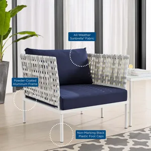 Harmony Sunbrella Basket Weave Outdoor Patio Aluminum Armchair