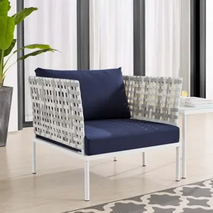 Harmony Sunbrella Basket Weave Outdoor Patio Aluminum Armchair
