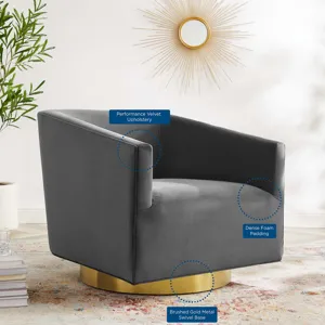 Twist Accent Lounge Performance Velvet Swivel Chair