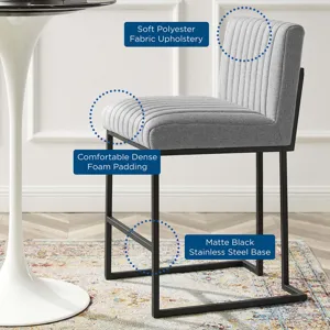 Indulge Channel Tufted Fabric Counter Stool