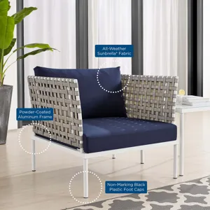 Harmony 3-Piece Sunbrella Basket Weave Outdoor Patio Aluminum Seating Set