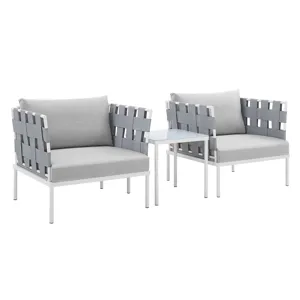 Harmony 3-Piece Sunbrella Outdoor Patio Aluminum Seating Set