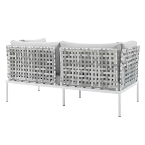 Harmony 4-Piece Sunbrella Basket Weave Outdoor Patio Aluminum Seating Set
