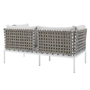 Harmony 4-Piece Sunbrella Basket Weave Outdoor Patio Aluminum Seating Set