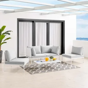 Harmony 4-Piece Sunbrella Outdoor Patio Aluminum Seating Set