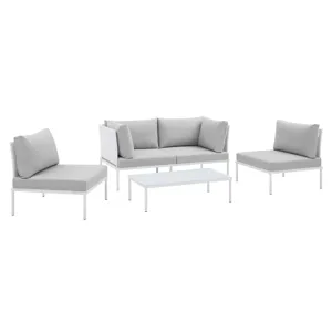 Harmony 4-Piece Sunbrella Outdoor Patio Aluminum Seating Set