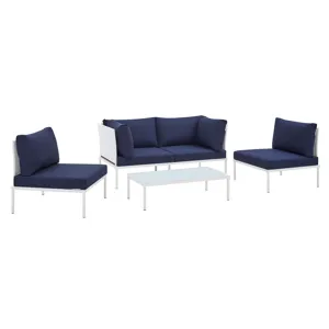 Harmony 4-Piece Sunbrella Outdoor Patio Aluminum Seating Set