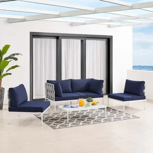 Harmony 4-Piece Sunbrella Outdoor Patio Aluminum Seating Set
