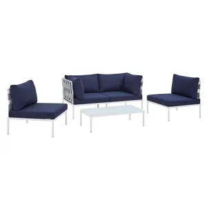 Harmony 4-Piece Sunbrella Outdoor Patio Aluminum Seating Set