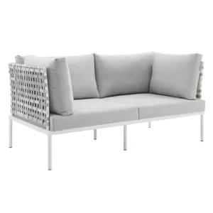 Harmony 5-Piece Sunbrella Basket Weave Outdoor Patio Aluminum Seating Set
