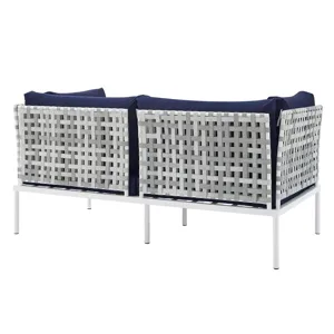 Harmony 5-Piece Sunbrella Basket Weave Outdoor Patio Aluminum Seating Set