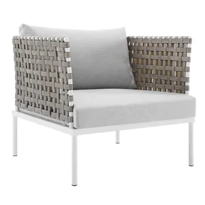 Harmony 5-Piece Sunbrella Basket Weave Outdoor Patio Aluminum Seating Set