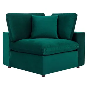 Commix Down Filled Overstuffed Performance Velvet 4-Piece Sectional Sofa