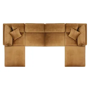 Commix Down Filled Overstuffed Performance Velvet 6-Piece Sectional Sofa