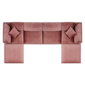 Commix Down Filled Overstuffed Performance Velvet 6-Piece Sectional Sofa