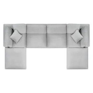 Commix Down Filled Overstuffed Performance Velvet 6-Piece Sectional Sofa