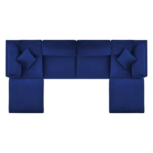 Commix Down Filled Overstuffed Performance Velvet 6-Piece Sectional Sofa