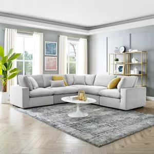 Commix Down Filled Overstuffed Performance Velvet 5-Piece Sectional Sofa