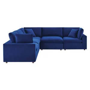 Commix Down Filled Overstuffed Performance Velvet 5-Piece Sectional Sofa