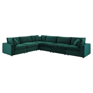 Commix Down Filled Overstuffed Performance Velvet 6-Piece Sectional Sofa