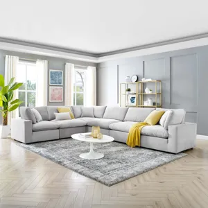 Commix Down Filled Overstuffed Performance Velvet 6-Piece Sectional Sofa