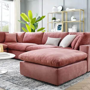 Commix Down Filled Overstuffed Performance Velvet 7-Piece Sectional Sofa
