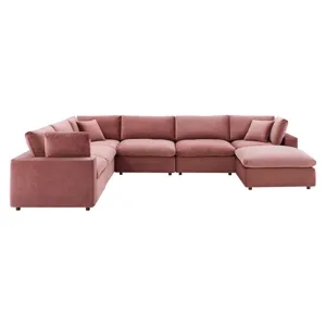 Commix Down Filled Overstuffed Performance Velvet 7-Piece Sectional Sofa
