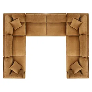 Commix Down Filled Overstuffed Performance Velvet 8-Piece Sectional Sofa