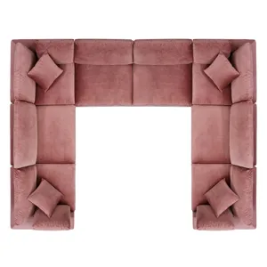 Commix Down Filled Overstuffed Performance Velvet 8-Piece Sectional Sofa