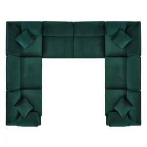 Commix Down Filled Overstuffed Performance Velvet 8-Piece Sectional Sofa