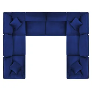 Commix Down Filled Overstuffed Performance Velvet 8-Piece Sectional Sofa