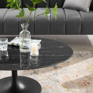 Lippa 42" Oval Artificial Marble Coffee Table
