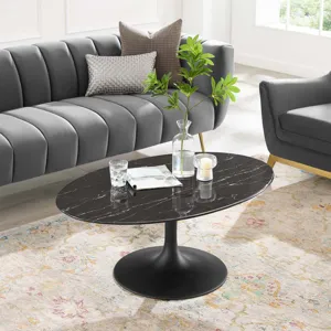 Lippa 42" Oval Artificial Marble Coffee Table