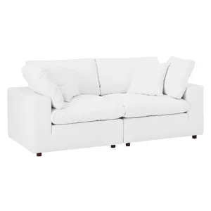 Commix Down Filled Overstuffed Vegan Leather Loveseat