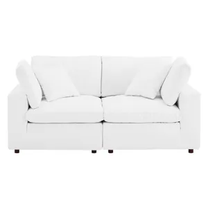 Commix Down Filled Overstuffed Vegan Leather Loveseat
