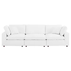 Commix Down Filled Overstuffed Vegan Leather 3-Seater Sofa
