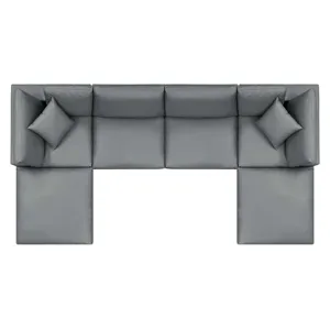 Commix Down Filled Overstuffed Vegan Leather 6-Piece Sectional Sofa