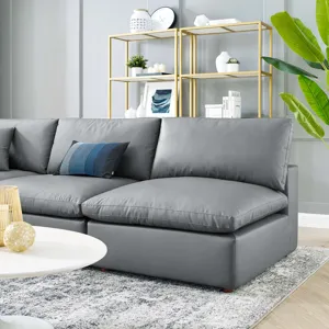 Commix Down Filled Overstuffed Vegan Leather 5-Piece Sectional Sofa