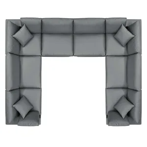 Commix Down Filled Overstuffed Vegan Leather 8-Piece Sectional Sofa