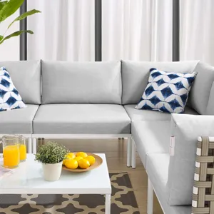 Harmony 6-Piece Sunbrella Basket Weave Outdoor Patio Aluminum Sectional Sofa Set