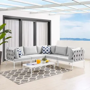 Harmony 6-Piece Sunbrella Outdoor Patio Aluminum Sectional Sofa Set