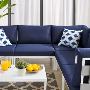 Harmony 6-Piece Sunbrella Outdoor Patio Aluminum Sectional Sofa Set