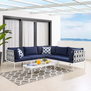 Harmony 6-Piece Sunbrella Outdoor Patio Aluminum Sectional Sofa Set